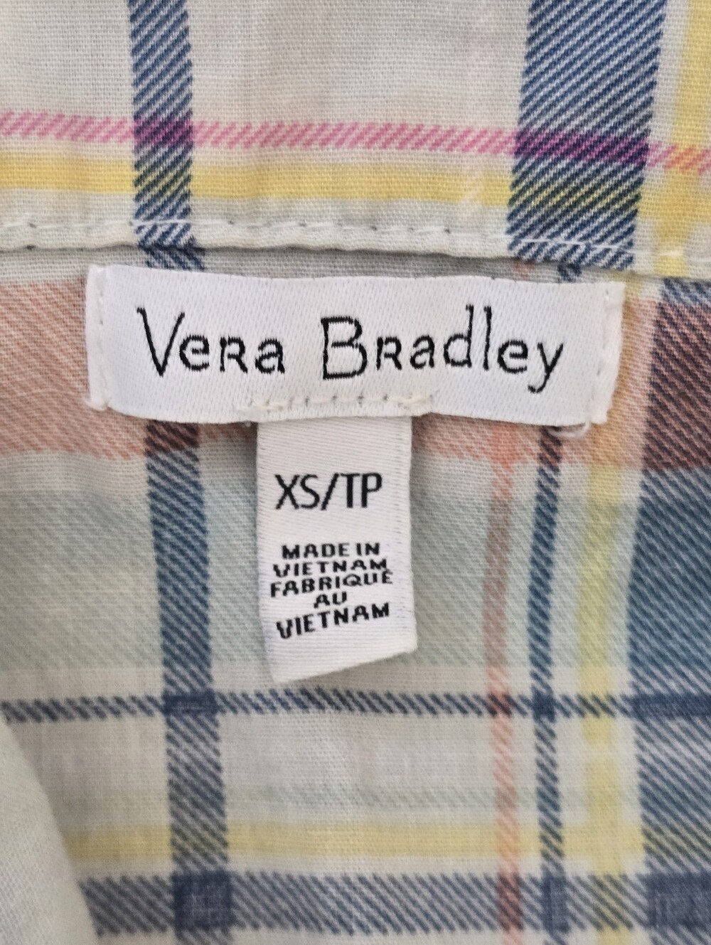 Vera Bradley Plaid Pajama Set Size XS Comfort Pastels Loungewear - Picture 2 of 10